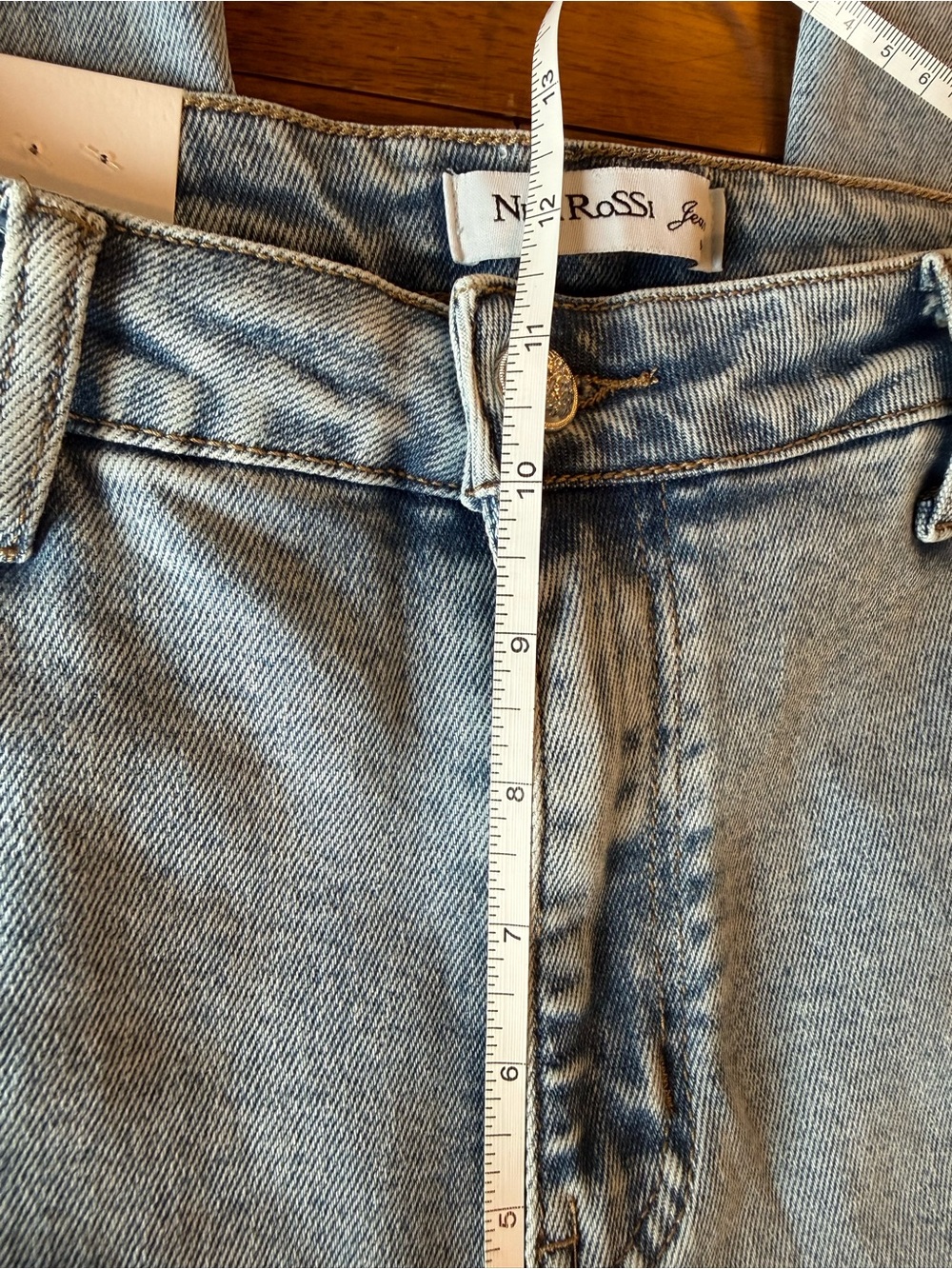 High-Rise Light Blue Wide-Leg Jeans with Side Button Detail - Picture 10 of 16